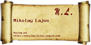 Mikolay Lajos névjegykártya
